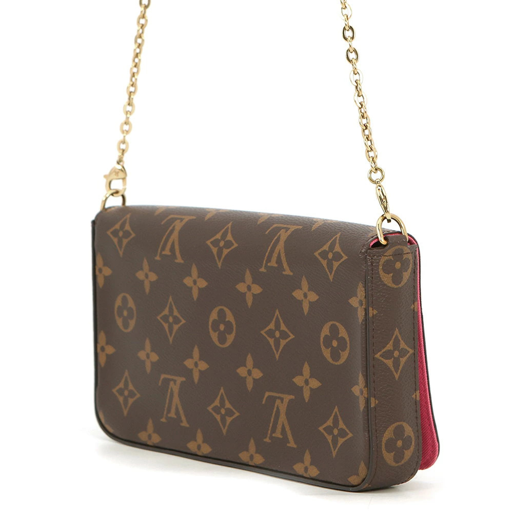 Louis Vuitton Long Monogram Vivienne Chain Wallet Pochette Felicie Brown